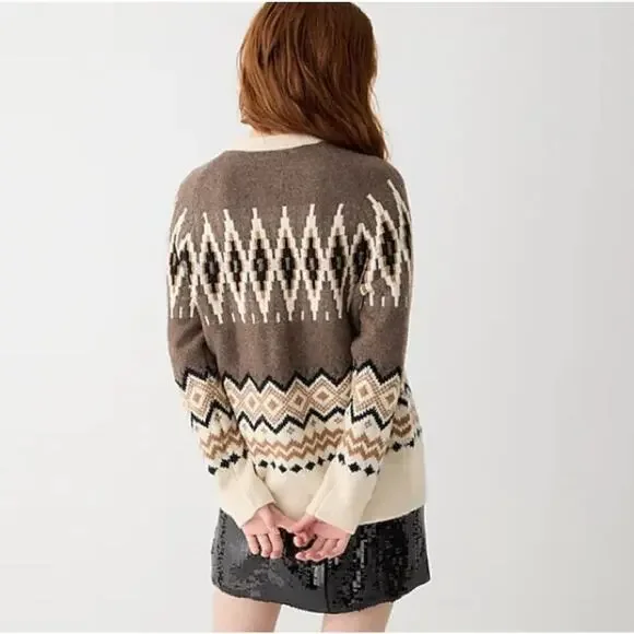 J.Crew Fair Isle Cardigan Merino Wool Blend Womens Size M - Picture 3 of 13